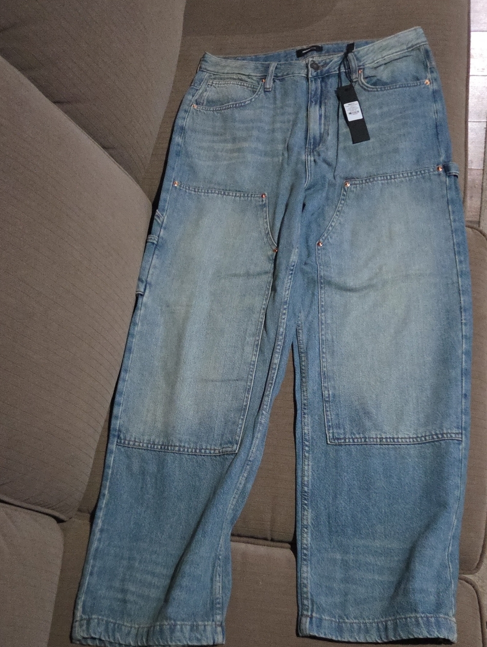 Nova Men Baggy Double Knee Jean Jeans in Blue Waist 32 NWT